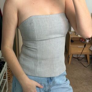 Babaton Elegant Gray Strapless Top